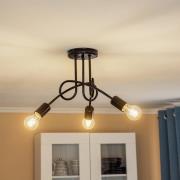 Loftlampe Joiy, krydsformet, 3 lyskilder, sort