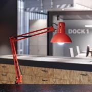 LED-klemmelampe MAULstudy, rød, stål, højde 44 cm, E27