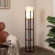 Gulvlampe Shelf, sort/kobber, stof, højde 130 cm, E27