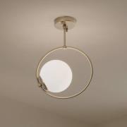 Loftlampe Dolunay, Ø 26 cm, guldfarvet, glas, E27