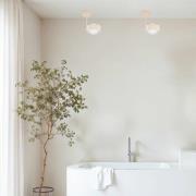 Loftlampe Mado, beige, 1 lyskilde, højde 21 cm, stål/glas