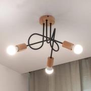 Loftlampe Oxford, sort, træ, metal, 3 lyskilder, Ø 44 cm