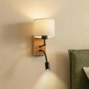Lucande væglampe Lieske, 39 cm, beige, tekstil, læselampe