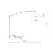 Bueformet lampe Poise, sort, stål, tekstil, udhæng 260 cm