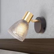 Væglampe Lindita, glas, røggrå, E14, drejelig