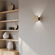 LED-væglampe Inka S, eg/sort, træ, højde 15 cm