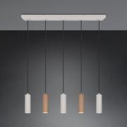 Hængelampe Soka, brun/grå, længde 85 cm, metal, 5 lyskilder.