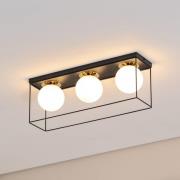 Loftlampe Aroma, 3 lyskilder, sort/hvid/guld, stål