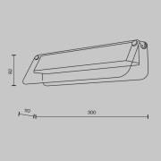 LED-væglampe FLAT, grå/messing, bredde 30 cm, glas/metal