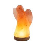 Saltlampe Engel lille, træfod, USB-tilslutning, ravfarvet