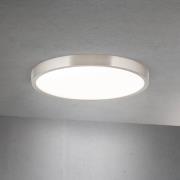 LED-loftlampe Disc, nikkelfarvet satineret, Ø 28 cm, CCT