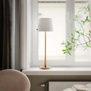 By Rydens bordlampe Lumi, 69 cm, guld/hvid, tekstil