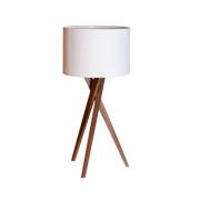 By Rydens bordlampe Vega, nøddebrun/hvid, 55 cm, træ, tekstil