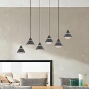 LED-hængelampe Romeo, længde 75 cm, sort, metal, 6 lyskilder