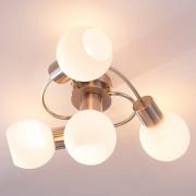 Lindby loftlampe Ciala, 43 cm, 4 lyskilder, nikkelfarvet, glas