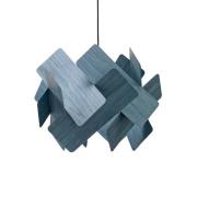 LZF pendellampe Escape, blå/nikkel, Ø 30 cm, træ