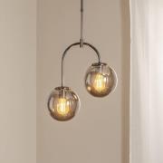 Portemo hængelampe, røgfarvet grå/nikkel, Ø 37 cm, 2 lyskilder af glas