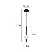 LED-hængelampe Abeona, Ø 10 cm, sort/klar, metal/glas