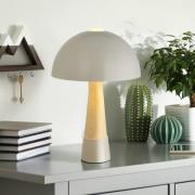 Bordlampe Paulin, grå mat/trælook, metal, højde 36,5 cm