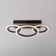 LED-loftlampe Blevins 3 lyskilder sort/trælook, længde 46 cm