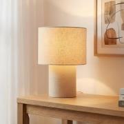 Lindby bordlampe Elfie, Ø 23 cm, beige, linned, E27