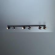 LED-spot BRUSH, sort, 110 cm, 6 lyskilder, metal, dæmpbar 2.700 K