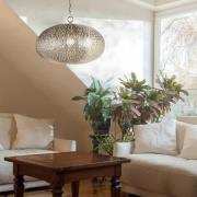 Pendellampe Fretwork, mat krom, metal, Ø 39 cm, E27