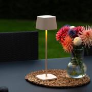 LED-batteridrevet bordlampe Capri, højde 36 cm, sandfarvet, IP54
