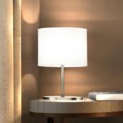 Bordlampe Modena, hvid/nikkel, chintz, højde 27 cm, E14