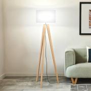 Gulvlampe SHINE-WOOD, hvid/nikkel/eg, højde 164 cm 3 x E27