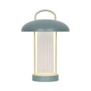 LED-batteridrevet bordlampe Mirano, højde 29 cm, støvgrøn, metal