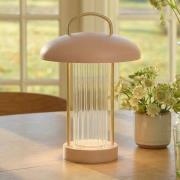 LED-batteridrevet bordlampe Mirano, støvrosa, højde 29 cm, metal