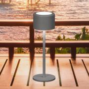 LED-batteridrevet bordlampe Juna, sandgrå Højde 25 cm Metal, IP54