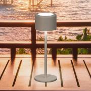 LED-batteridrevet bordlampe Juna, gråbrun Højde 25 cm Metal, IP54
