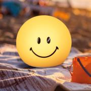 LED-akkulampe Smiley, gul, Ø 13 cm, silikone