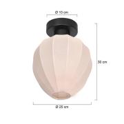 Loftlampe Bloeba, hvid/sort, Ø 25 cm, linned/metal