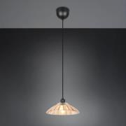 Hængelampe Eluna, ravfarvet/sort, Ø 30 cm, glas/metal med 1 lyskilde.