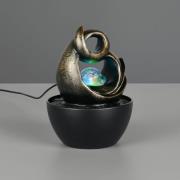 LED-bordlampe Luma, brun, højde 19 cm, kunstharpiks, RGB USB