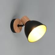 Loftlampe Delume, sort, Ø 15 cm, 1 lyskilde, metal/træ