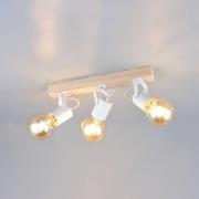Loftlampe Lynar, hvid, træ, metal, længde 42 cm, 3 lyskilder.