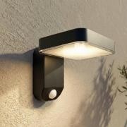 PRIOS LED-solcell væglampe Tarlson, kantet, antracit, sensor