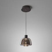 Bover LED-hængelampe Drep S/01, røggrå, glas, 2.700 K