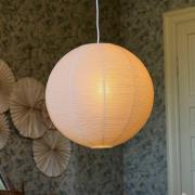 Hængelampe Haru, beige, Ø 50 cm, papir, E27, hvid ledning