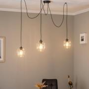 pendellampe Starla, decentral, 3 lyskilder, klar, glas, E27