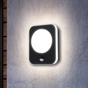 udendørs LED-væglampe Madriz, sort, bredde 23 cm, sensor