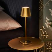 Nuindie LED genopladelig bordlampe, USB-C, guld, IP54, dæmpbar