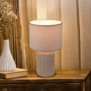 Bordlampe Ino, brun, keramik, tekstil, E27