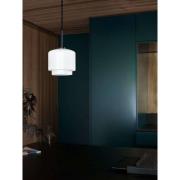 Hængelampe Megumi, Ø 18 cm, hvid/sort, opalglas