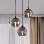 Hængelampe Ariscani, røggrå, Ø 43 cm, 3 lyskilder, glas, E27