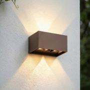 Lindby udendørs LED-væglampe Nivar, rust, 4 lyskilder, 20 cm, IP54